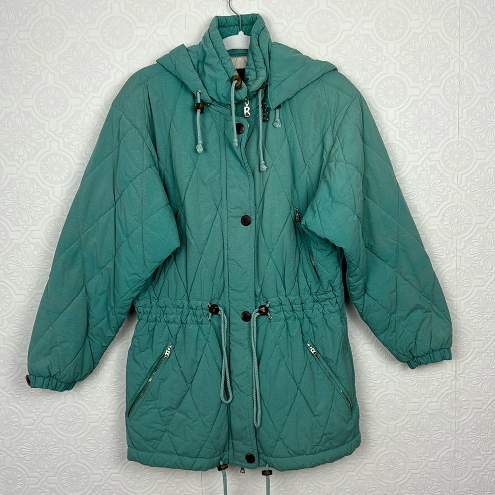 Vintage Bogner 80s 90s Ski Coat Winter Snowboarding Teal Waist Utility Cargo